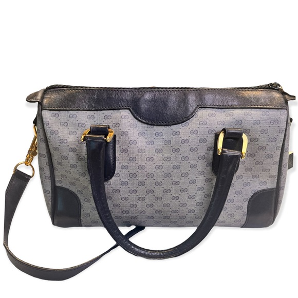 Gucci Authentic Vintage leather & canvas monogram satchel - Picture 1 of 16